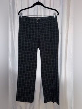 Izod Black Plaid Dress Pants with Subtle Gray Windowpane